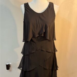 SLNY Elegant Black Layered Dress with jewel embellishments size 6